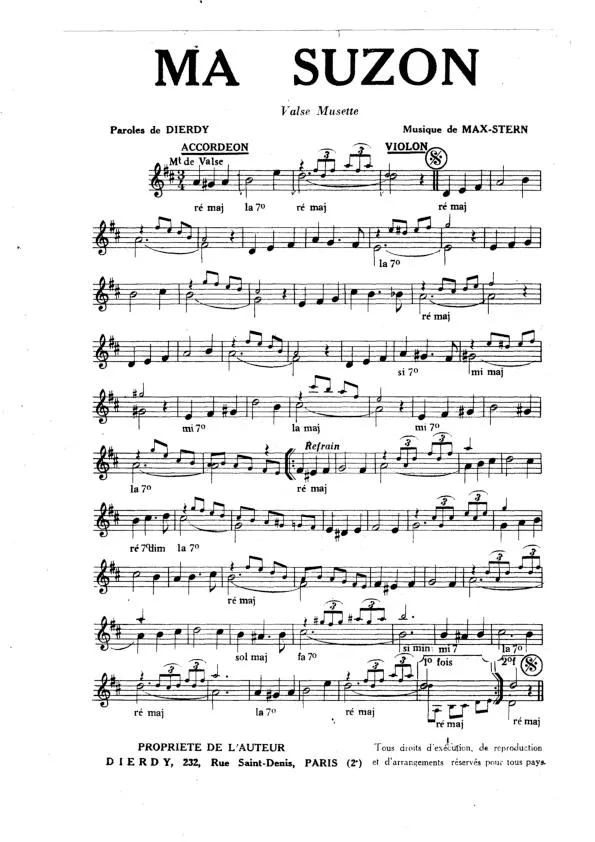 télécharger la partition d'accordéon Ma Suson (Orchestration) (Valse Musette) au format PDF