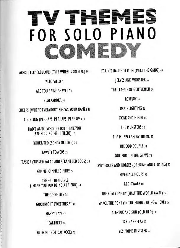 télécharger la partition d'accordéon TV Themes for Solo Piano Comedy (35 titres) au format PDF