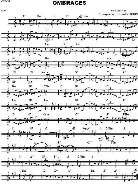 télécharger la partition d'accordéon Ombrages (Arrangement : Gérard Merson) (Valse) au format PDF