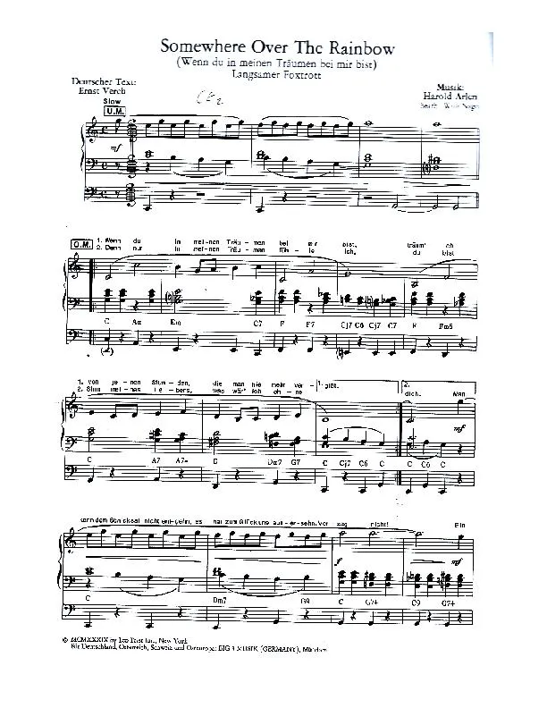 télécharger la partition d'accordéon Somewhere Over The Rainbow (Wenn du in meinen Träumen bei mir bist) (Arrangement : Willi Nagel) (Fox Lent) au format PDF
