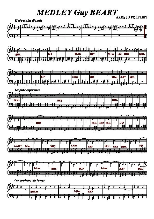 télécharger la partition d'accordéon Medley à 3 temps (Arrangement : Jean-Pierre Polfliet) au format PDF