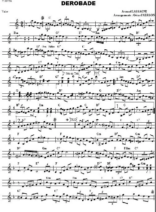 télécharger la partition d'accordéon Dérobade (Arrangement : Gérard Merson) (Valse) au format PDF