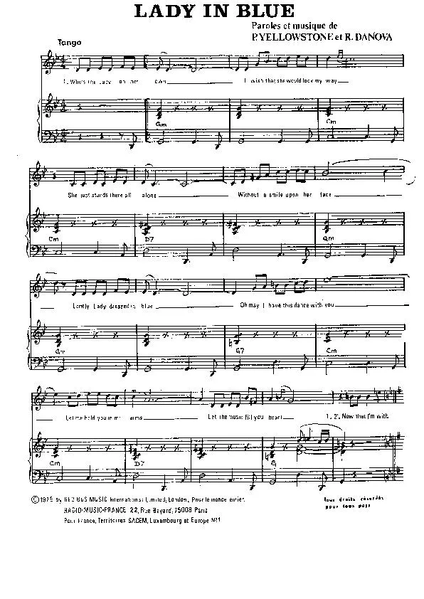 télécharger la partition d'accordéon Lady in Blue (Chant : Joe Dolan) (Tango) au format PDF