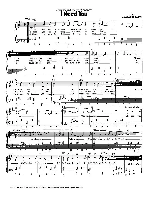 télécharger la partition d'accordéon I Need You (Du Film : Help) (Chant : Maurice White) au format PDF