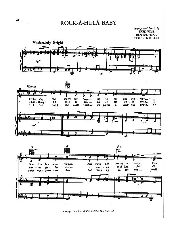 télécharger la partition d'accordéon Rock a hulla baby (Chant : Elvis Presley) au format PDF