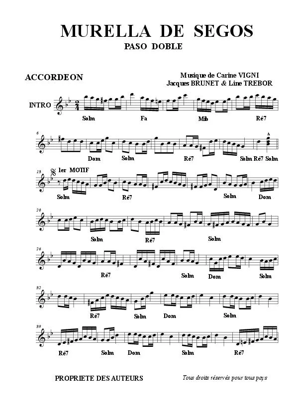 télécharger la partition d'accordéon Murella de Segos (Paso Doble) au format PDF