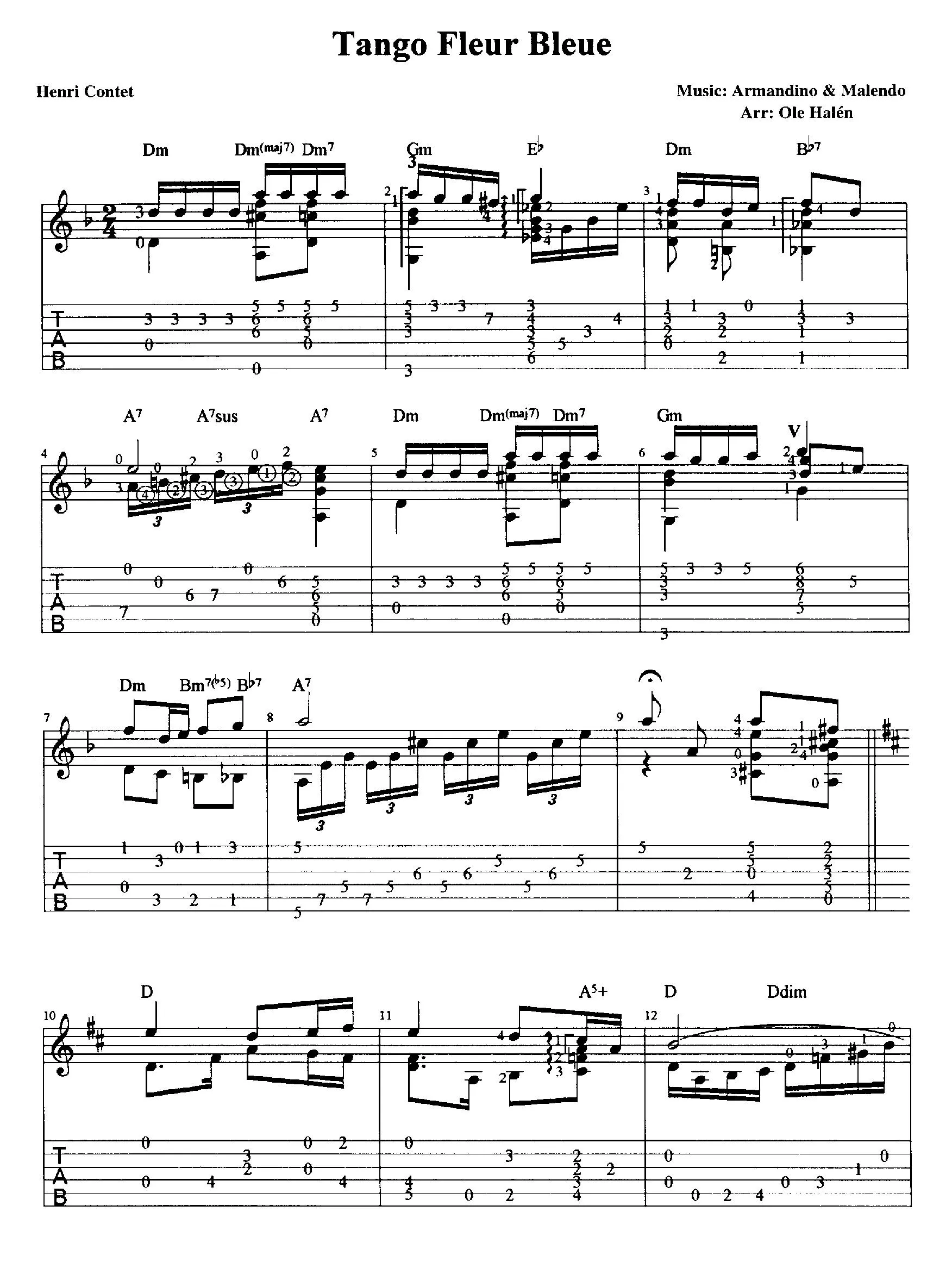 télécharger la partition d'accordéon French Tangos for Guitar (Arrangement : Ole Halén) (12 titres) au format PDF