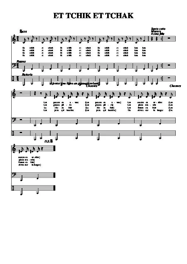 télécharger la partition d'accordéon Les pouces en avant (Et tchic et tchac han han) (Chant : Defer et s'n'orchess') (Relevé) au format PDF