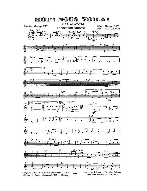télécharger la partition d'accordéon Hop Nous voilà (Vive la danse) (Arrangement : Ray Genot) (Step) au format PDF