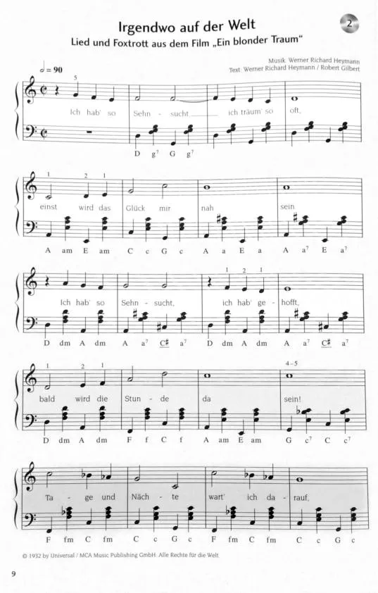 télécharger la partition d'accordéon Irgendwo auf der Welt (Chanson du Film : Ein blonder Traum) (Fox Trot) au format PDF