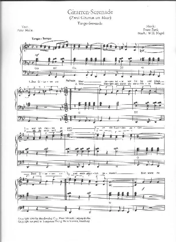 télécharger la partition d'accordéon Gitarren Serenade (Zwei Gitarren Am Meer) (Arrangement : Willi Nagel) (Tango Sérénade)  au format PDF