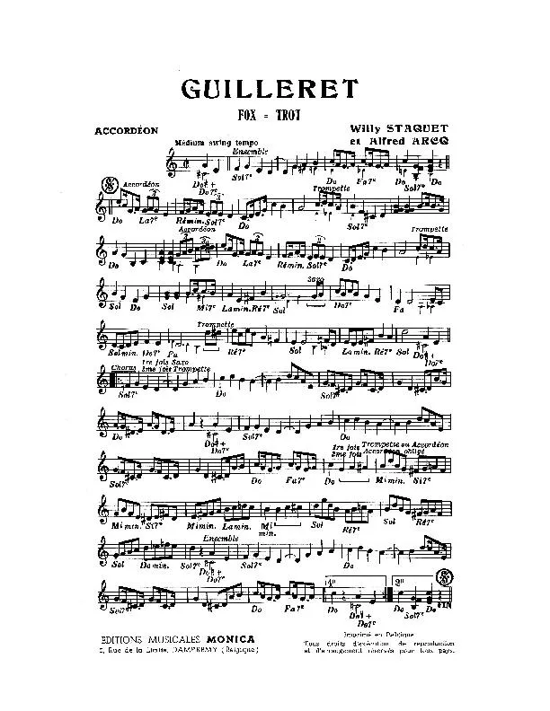 télécharger la partition d'accordéon Guilleret (Fox Trot) au format PDF