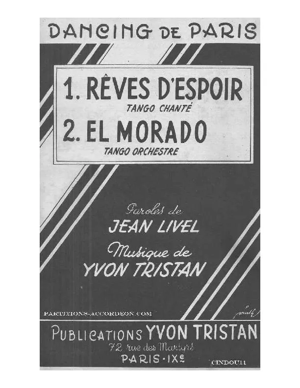 télécharger la partition d'accordéon Rêves d'espoir (Sur les motifs de la chanson de Jean Livel) (Orchestration) (Tango) au format PDF