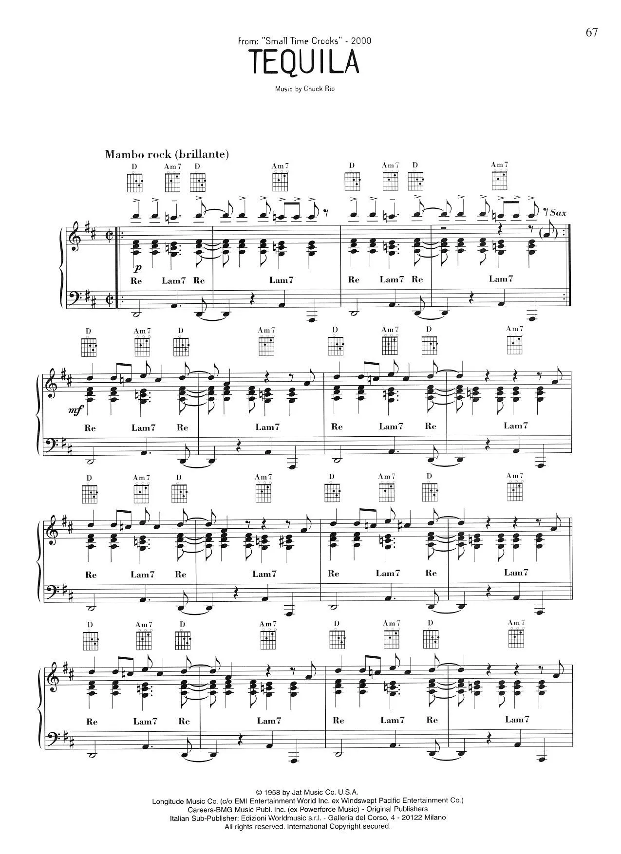 télécharger la partition d'accordéon Tequila (Mambo Rock) au format PDF