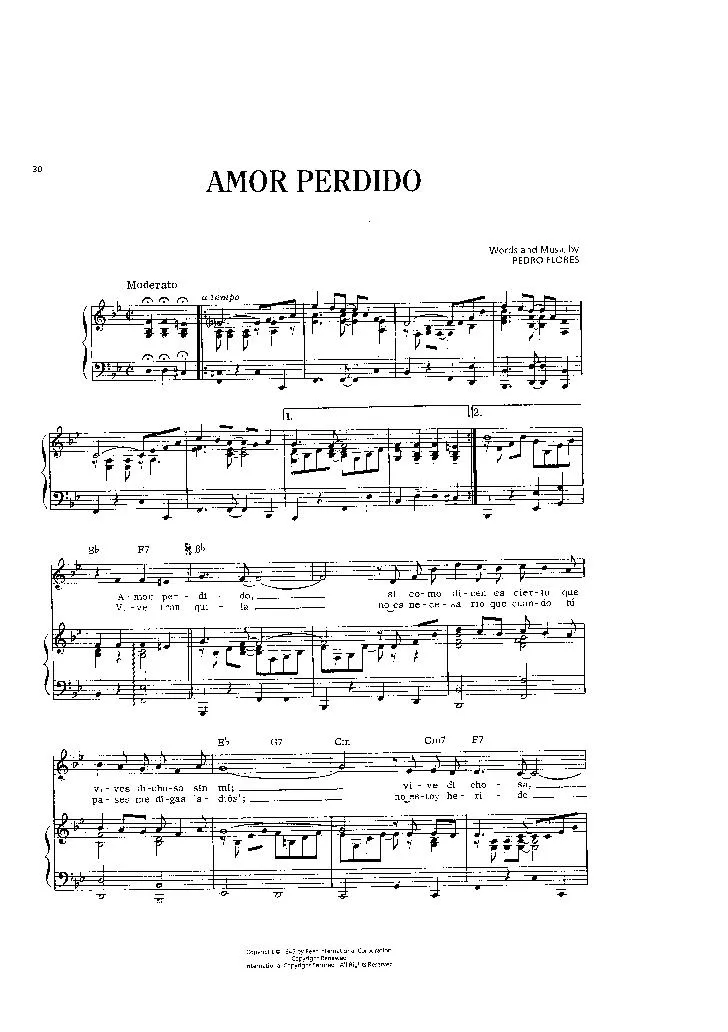 télécharger la partition d'accordéon Amor Perdido au format PDF