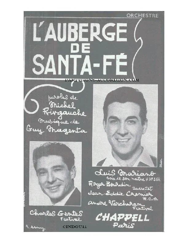 télécharger la partition d'accordéon L'Auberge de Santa Fé  au format PDF