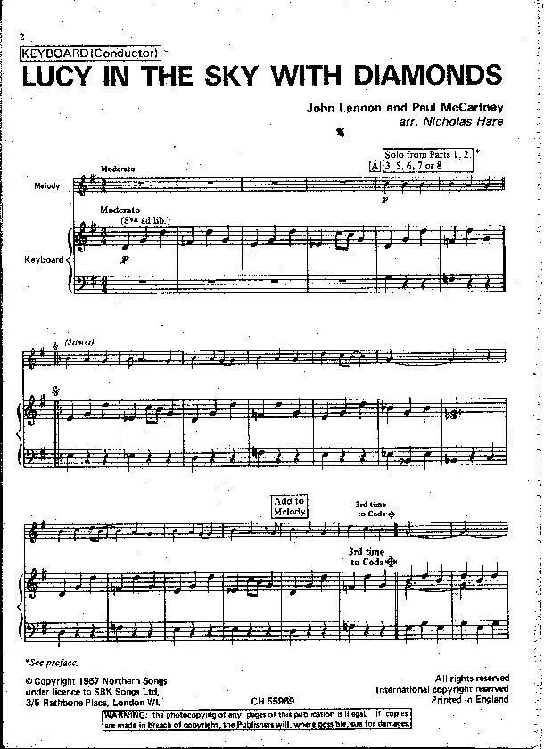 télécharger la partition d'accordéon Lucy in the sky with diamonds (Arrangement : Nicholas Hare) au format PDF
