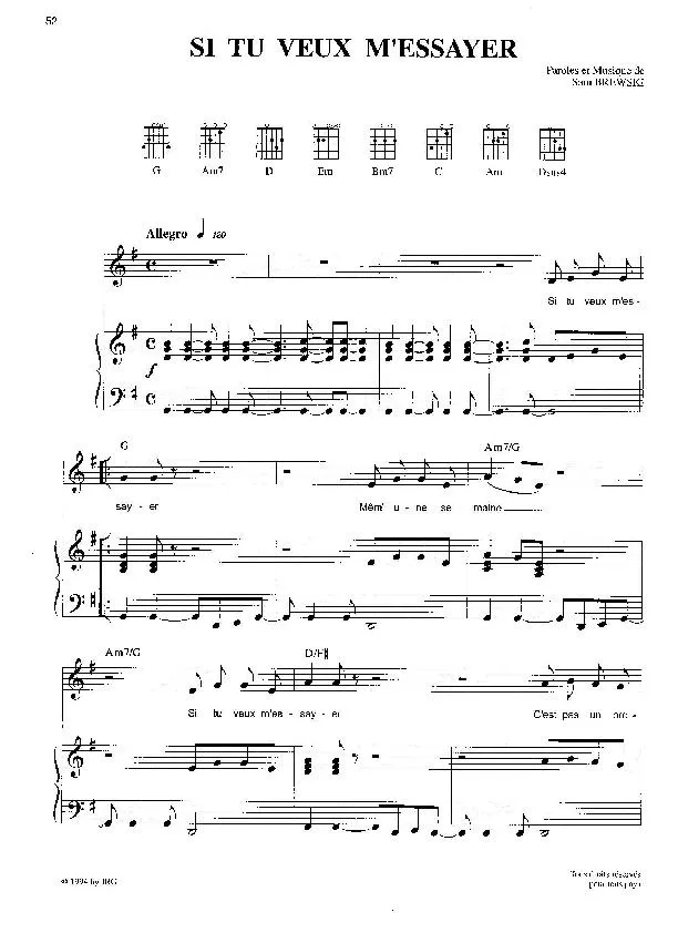 télécharger la partition d'accordéon Si tu veux m'essayer (Chant : Florent Pagny) au format PDF