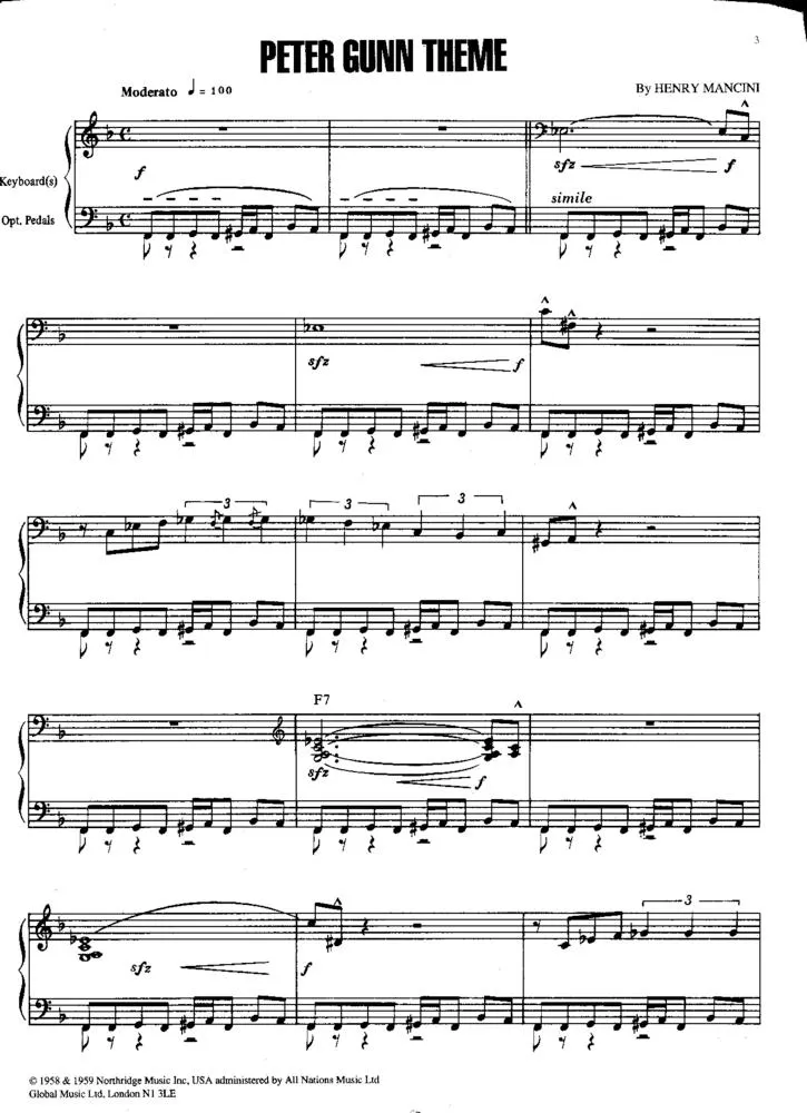 télécharger la partition d'accordéon Peter Gunn Theme au format PDF