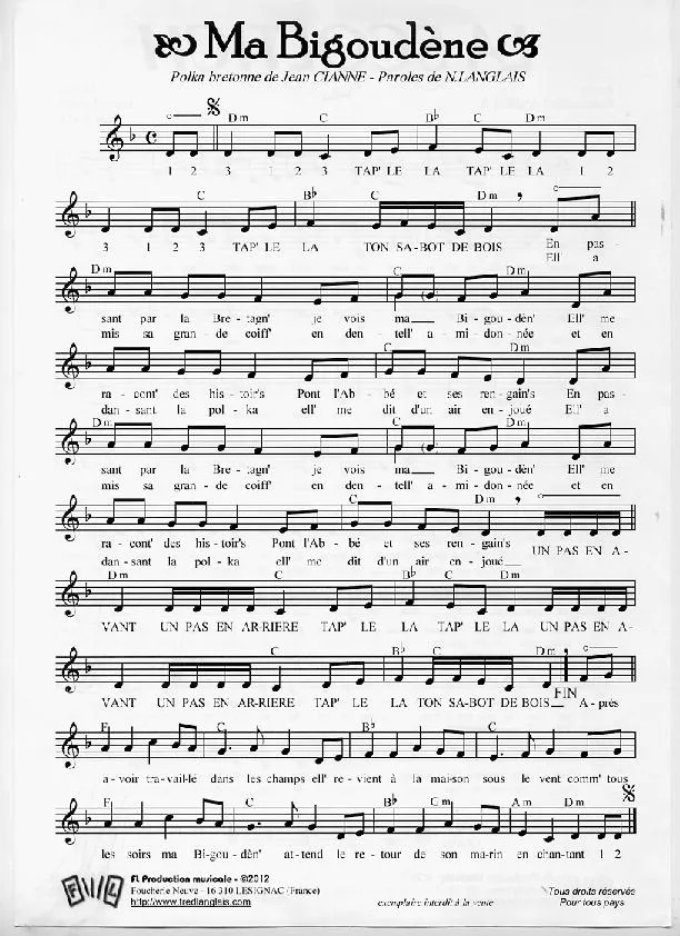 télécharger la partition d'accordéon Ma Bigoudène (Polka Bretonne) au format PDF