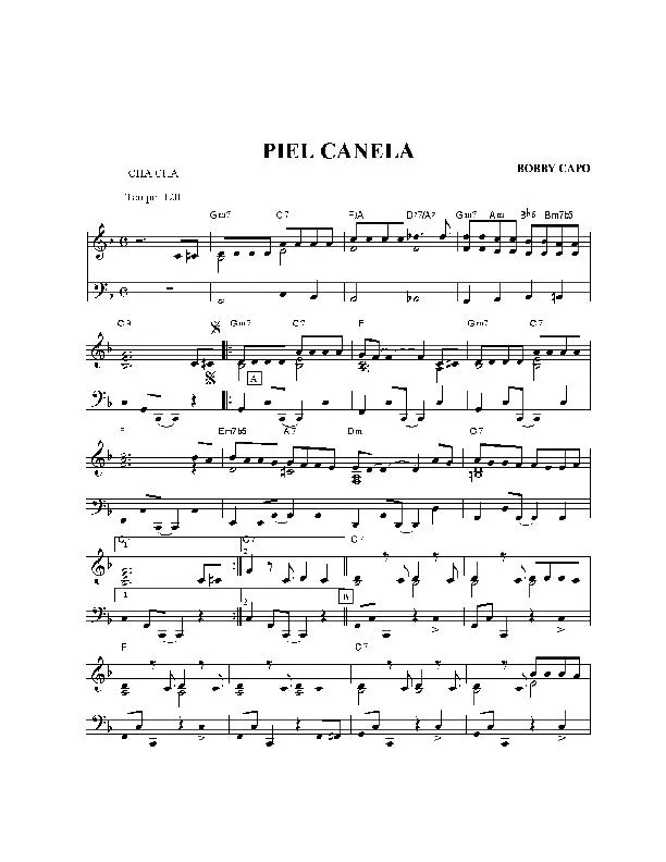 télécharger la partition d'accordéon Piel Canela (Cha Cha) au format PDF