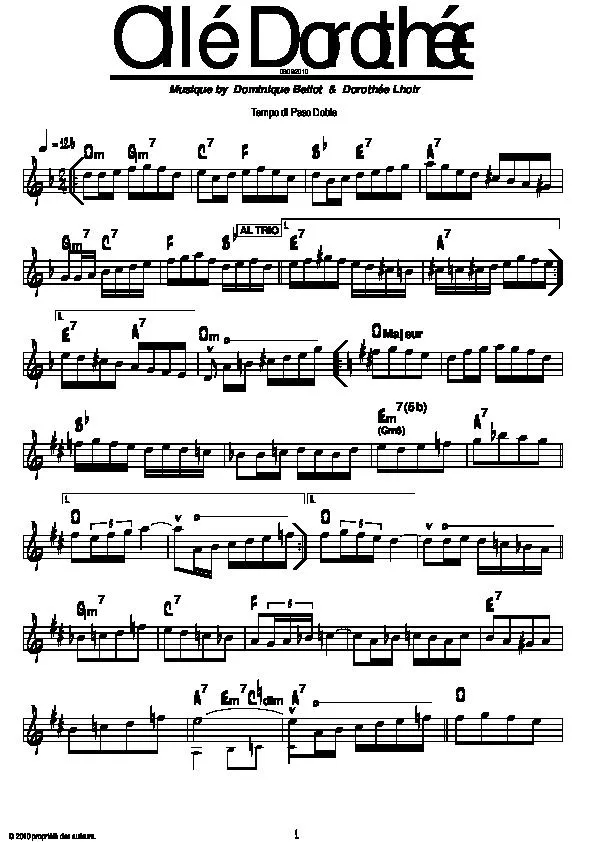télécharger la partition d'accordéon Ollé Dorothée (Paso Doble) au format PDF
