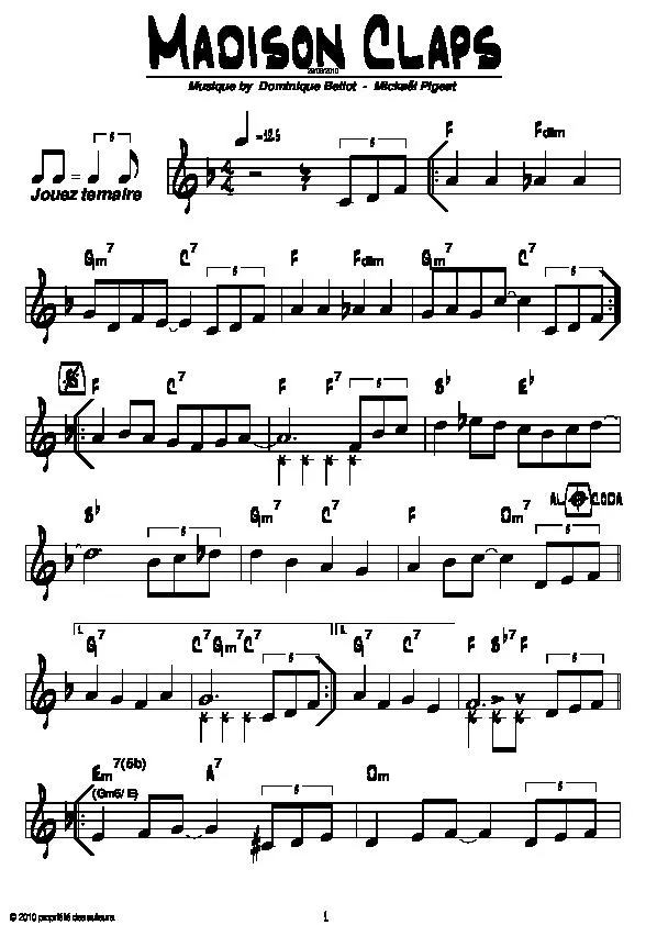 télécharger la partition d'accordéon Madison claps au format PDF