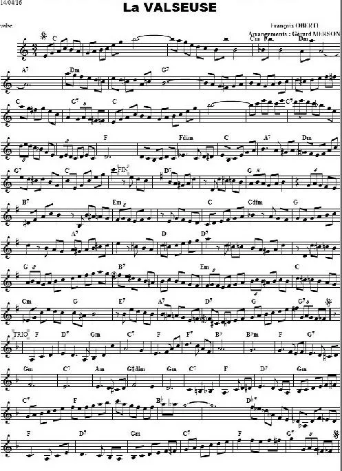 télécharger la partition d'accordéon La valseuse (Arrangement : Gérard Merson) au format PDF