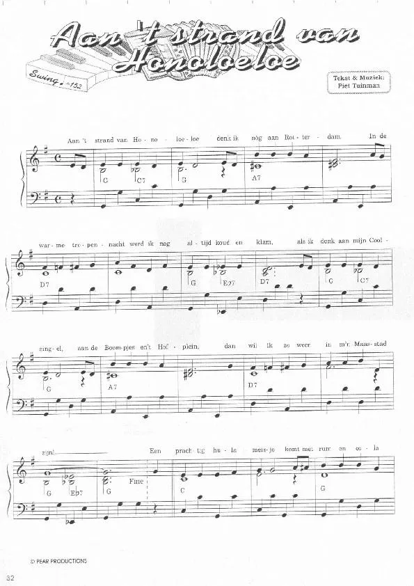 télécharger la partition d'accordéon Aan 't strand van Honoloeloe (Swing) au format PDF
