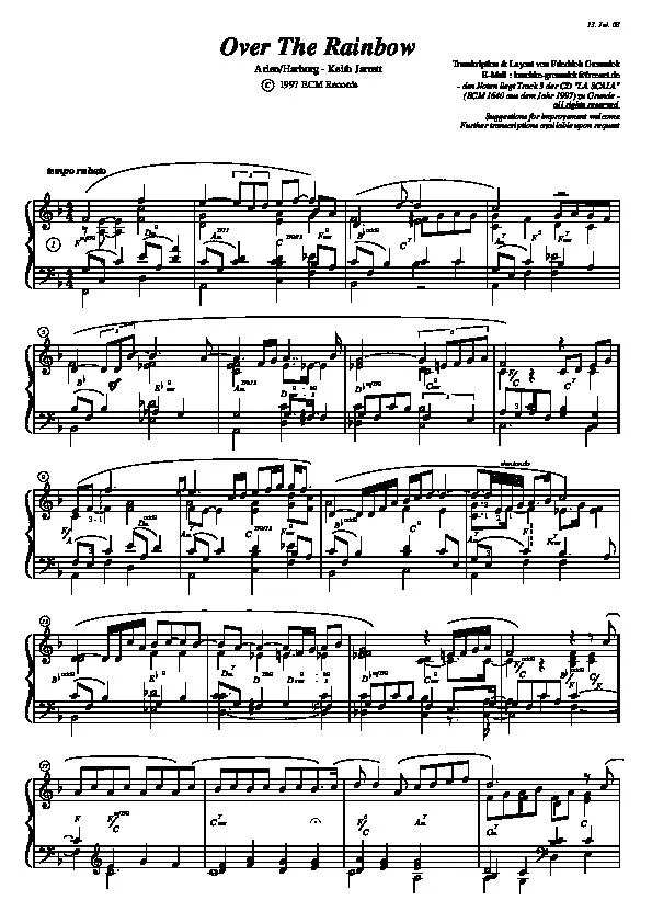 télécharger la partition d'accordéon Over The Rainbow (Keith Jarrett) au format PDF