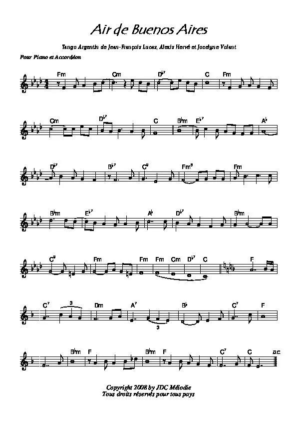 télécharger la partition d'accordéon Air de Buenos Aires (Tango Argentin) au format PDF