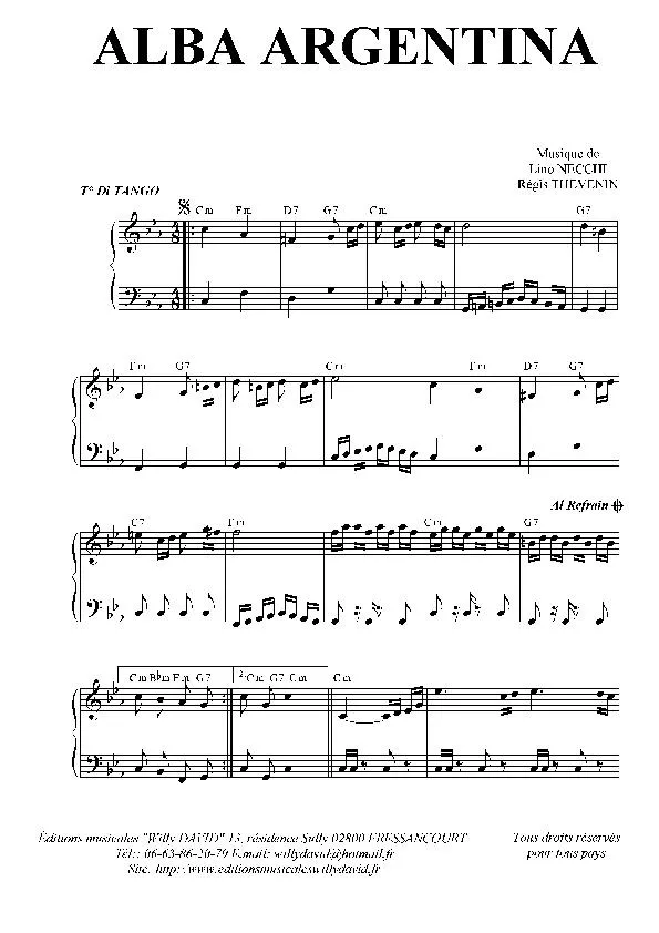 télécharger la partition d'accordéon Alba Argentina (Tango) au format PDF