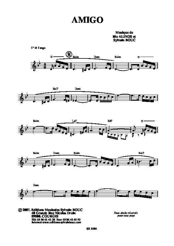 télécharger la partition d'accordéon Amigo (Tango) au format PDF