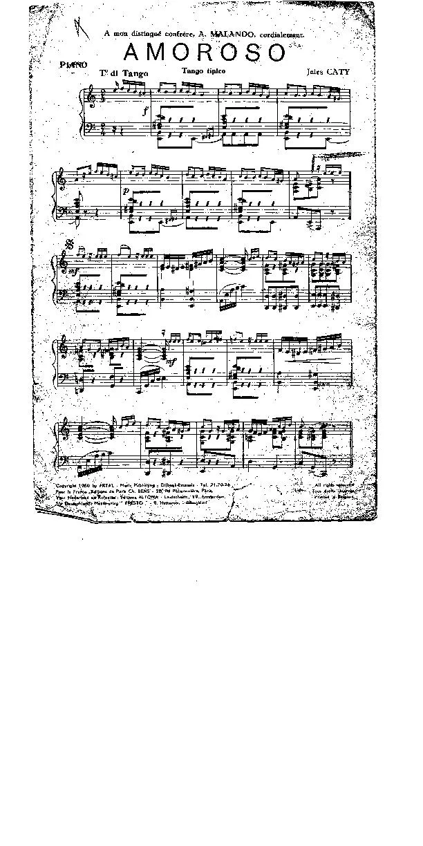 télécharger la partition d'accordéon Amoroso (Tango) au format PDF