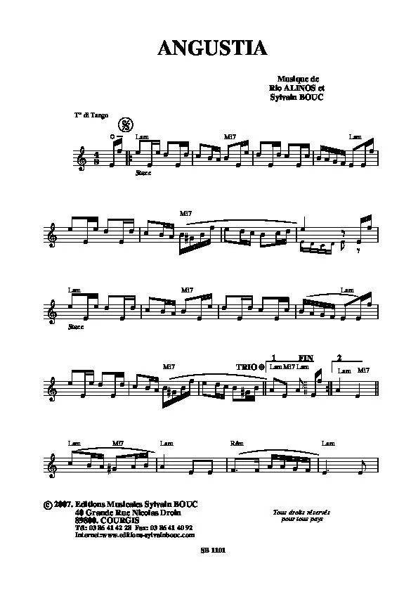télécharger la partition d'accordéon Angustia (Tango) au format PDF