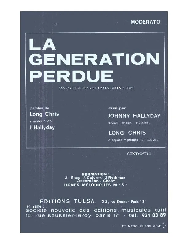 télécharger la partition d'accordéon La génération perdue (Orchestration Complète) au format PDF