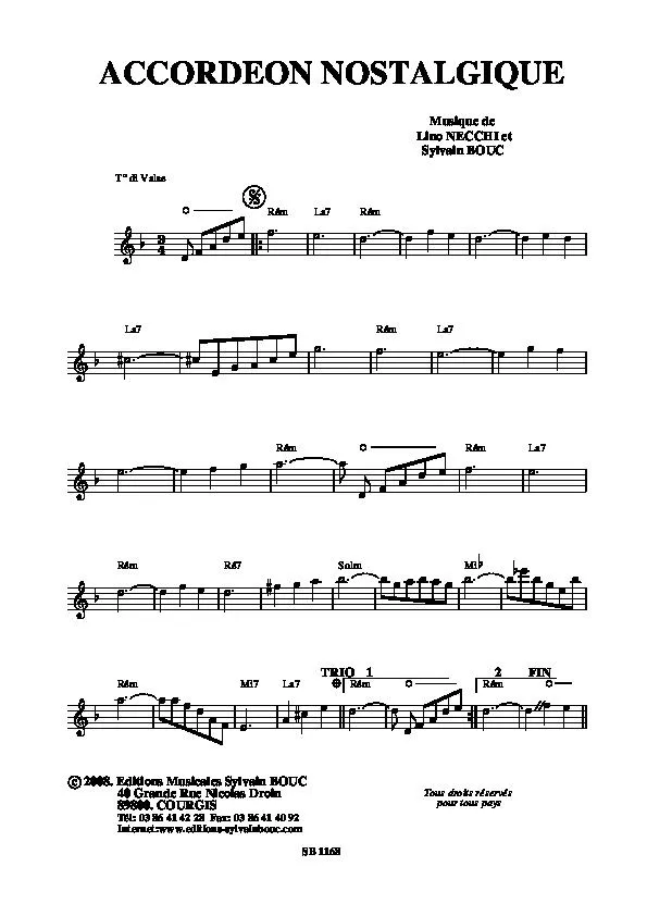 télécharger la partition d'accordéon Accordéon Nostalgique (Valse) au format PDF
