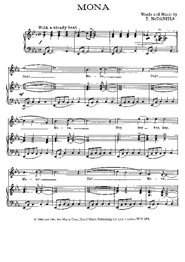 télécharger la partition d'accordéon Mona (Slow Beat) au format PDF