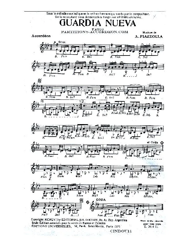 télécharger la partition d'accordéon Guardia Nueva (Tango) au format PDF