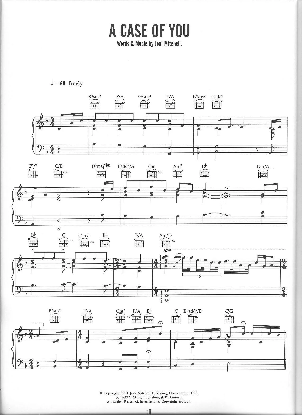 télécharger la partition d'accordéon A case of you (Chant : Diana Krall) (Slow) au format PDF