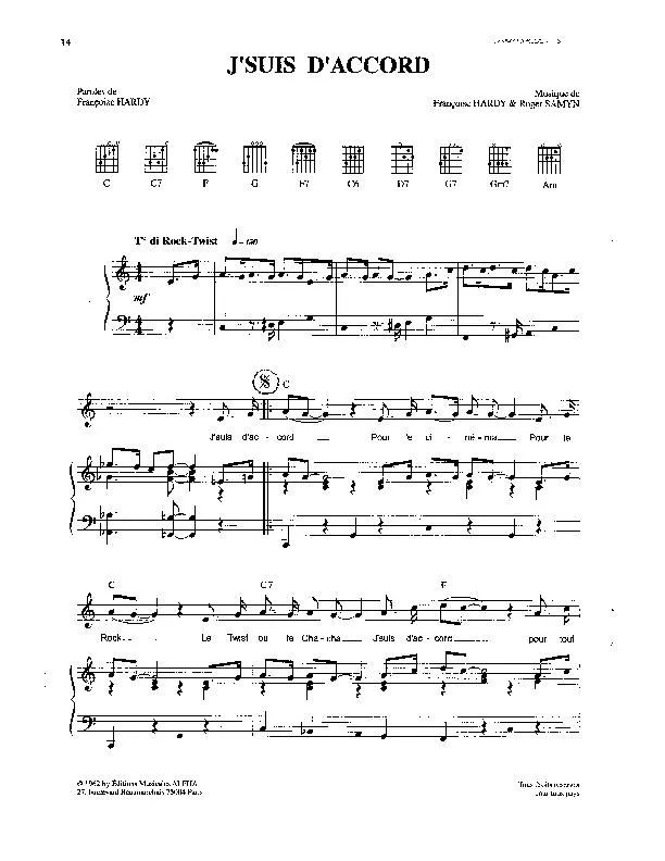 télécharger la partition d'accordéon J' suis d'accord (Rock Twist) au format PDF