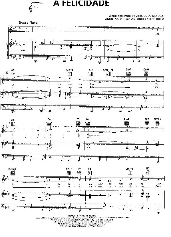 télécharger la partition d'accordéon A Felicidade (Bossa Nova) au format PDF