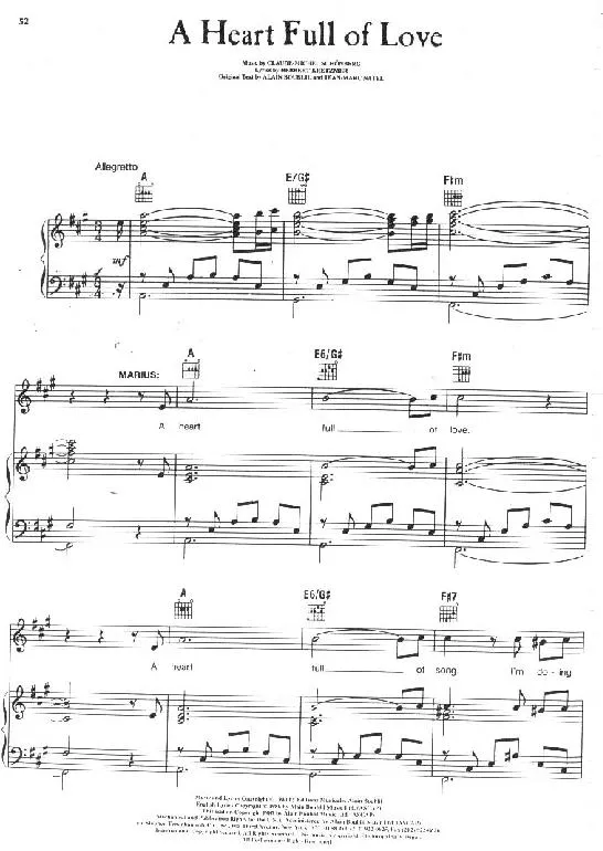 télécharger la partition d'accordéon A heart full of love (Extrait : Les Misérables) (Valse) au format PDF