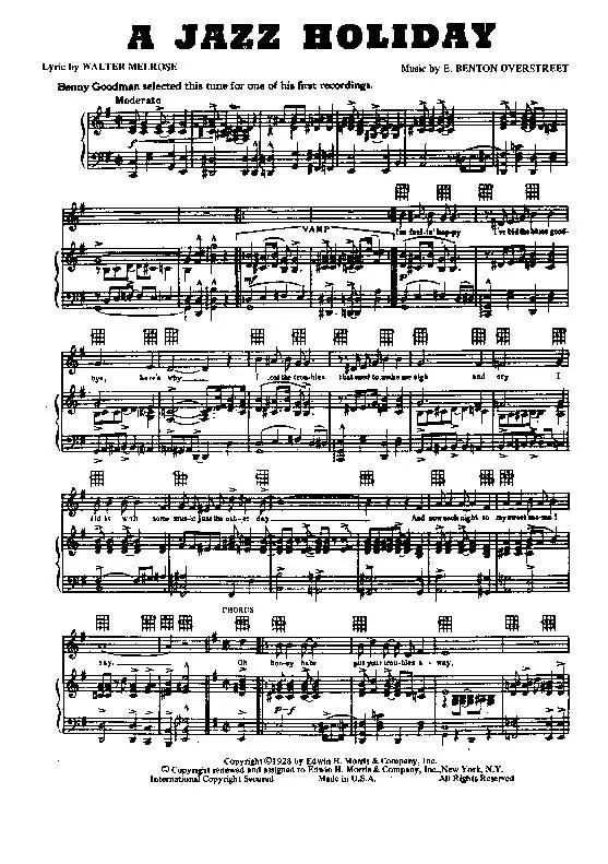 télécharger la partition d'accordéon A jazz holiday (Interprète : Benny Goodman) au format PDF