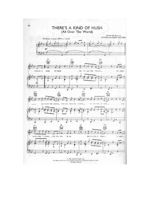 télécharger la partition d'accordéon There's a kind of hush (All over the world) (Interprète : The Carpenters) (Swing) au format PDF