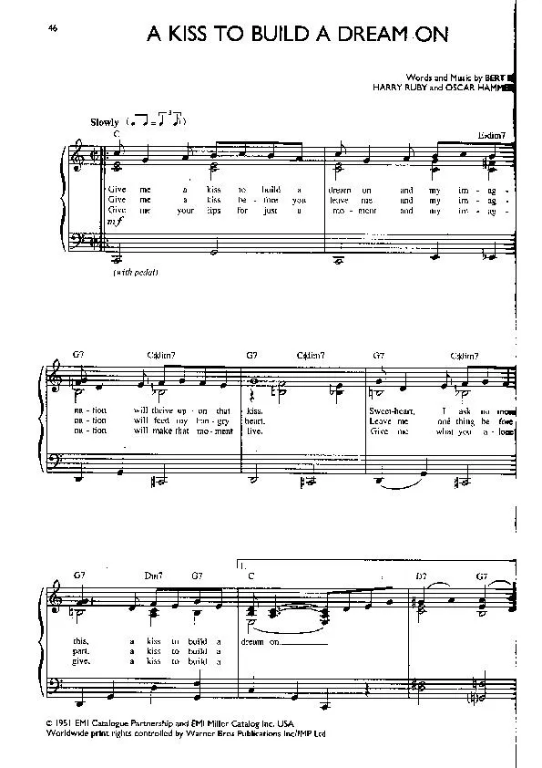 télécharger la partition d'accordéon A kiss to build a dream on (Interptète : Louis Armstrong) (Jazz) au format PDF