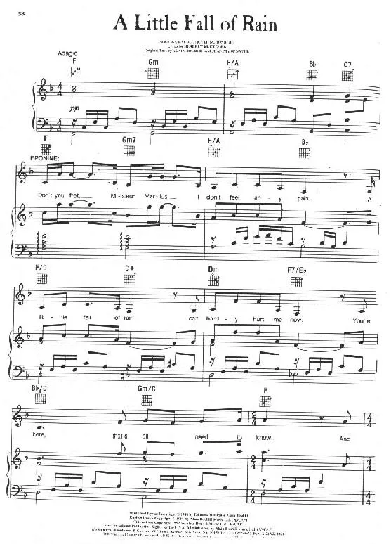 télécharger la partition d'accordéon A little fall of rain (Extrait de : Les Misérables) au format PDF