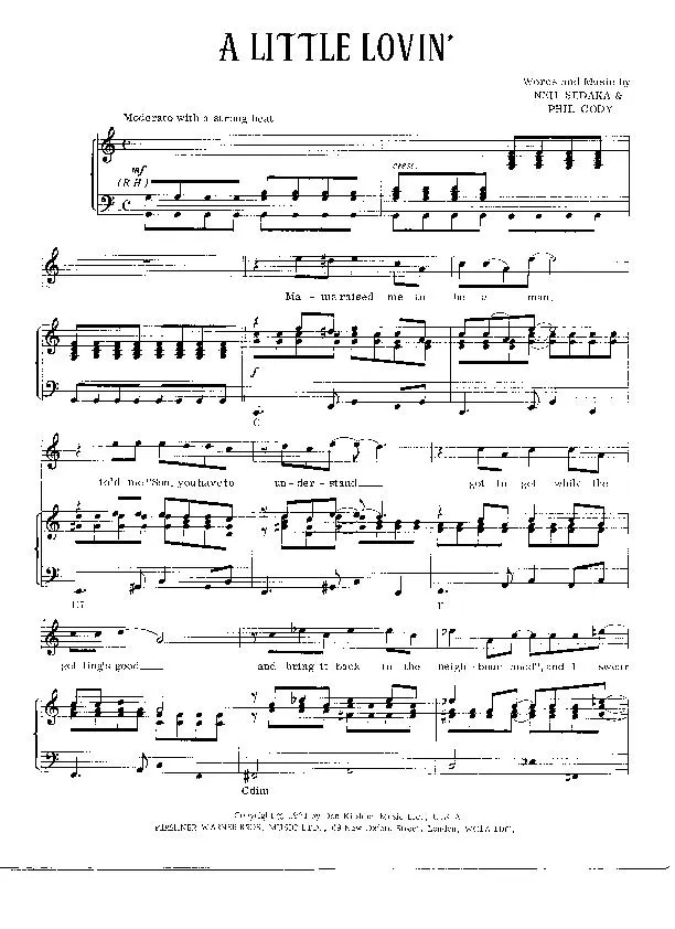 télécharger la partition d'accordéon A little lovin' (Rock 'n' Roll) au format PDF