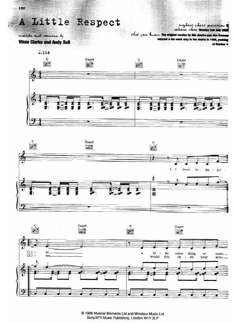 télécharger la partition d'accordéon A little respect (Interprète : Erasure) (Disco Rock) au format PDF