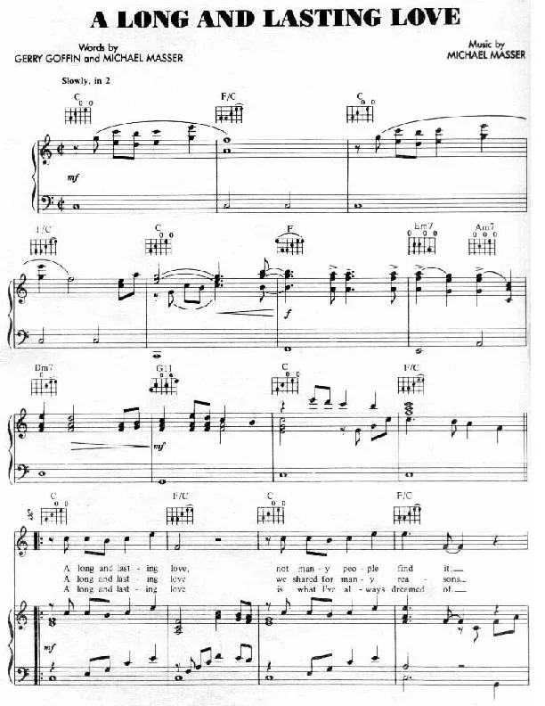 télécharger la partition d'accordéon A long and lasting love (Slow) au format PDF